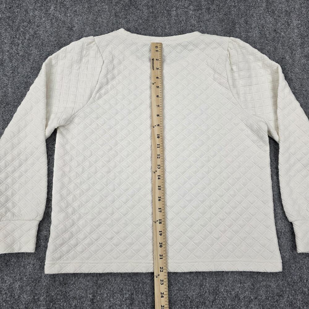 J Crew Sweater Womens Medium Ivory Quilted Pullover Long Sleeve Textured Casual - Picture 7 of 16